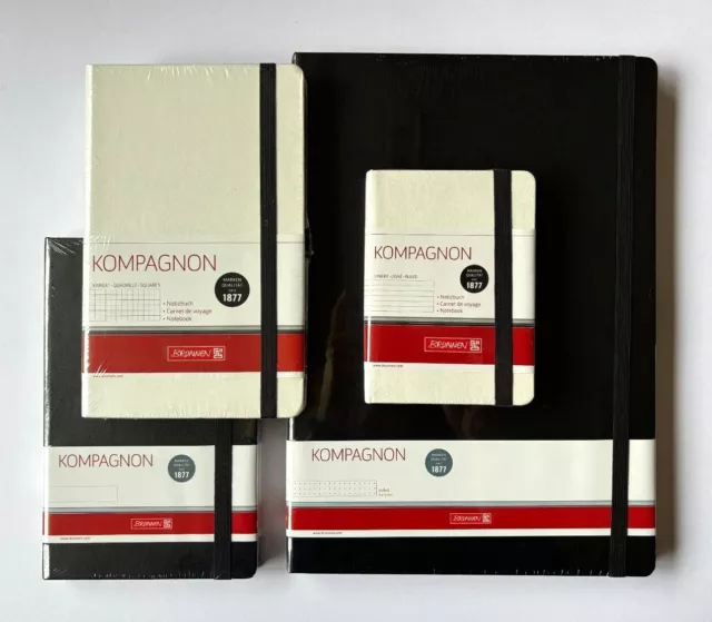 Brunnen Kompagnon Notizbuch Hardcover schwarz/weiß DIN A6 / A5 / A4 wählbar NEU