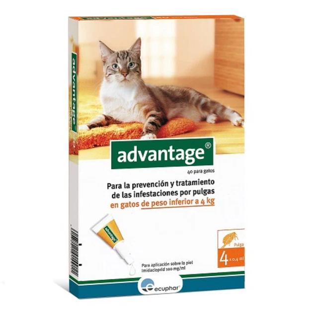 ECUPHAR ADVANTAGE 40, Pipetas Antiparasitarias para Gatos de menos de 4 kg, Caja