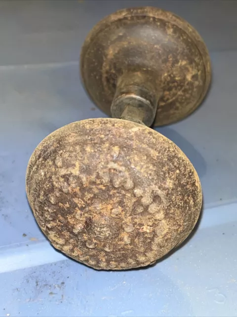 Vintage Ornate Raised Pattern Metal Door Knob Set Handle Victorian