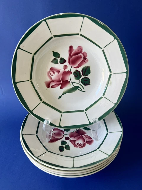Digoin Sarreguemines MONIQUE - 5 assiettes creuses anciennes - faïence vintage