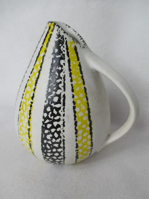 Vintage Originale 50´S Ceramica Vaso con Manici Con Strisce West Germany
