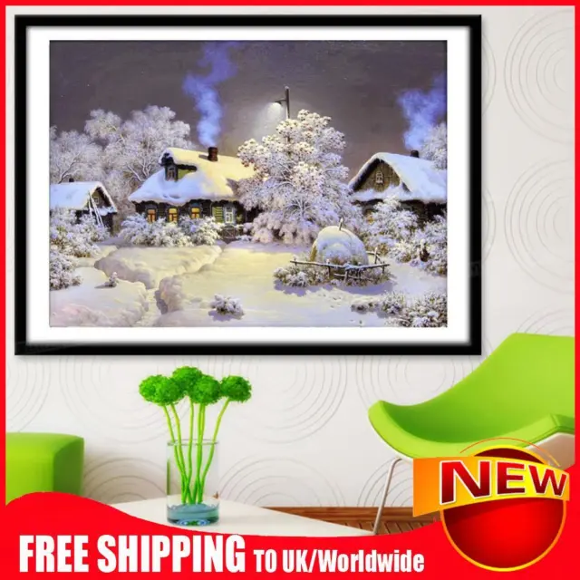 5D DIY Diamonds Drawing Handmade Snowhouse Landscape Picture Crystal Home Decor