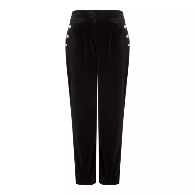 * Matalan BNWT Black Velvet Velour Tapered High Waist  Trousers  Party (ST29)