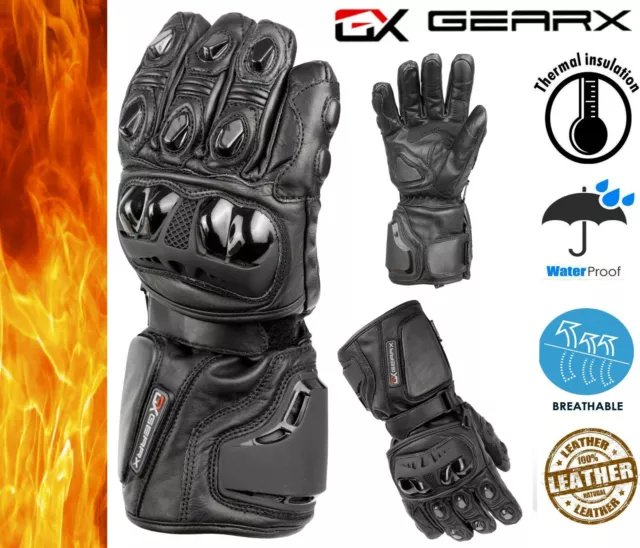 GearX Par Térmico Impermeable Moto Guantes Carbono Protección 2