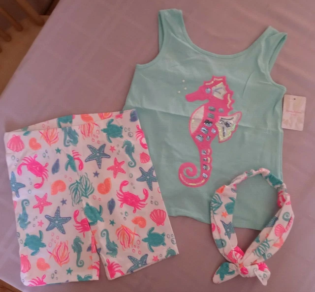 Tommy Bahama Girl's 3-Piece Seahorse/Sea life Shorts/NWT/Size M or 5 - 6