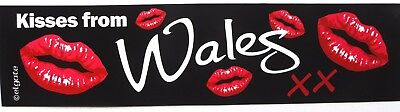 Kisses from Wales Car bumper window STICKER – with Walsh Red Lips design