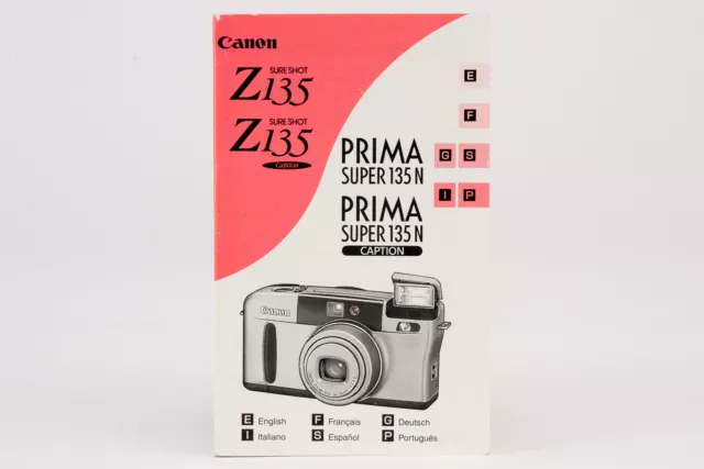 Manual de Instrucciones Manual Canon Sure Shot Z135 Caption Prima Super 135N