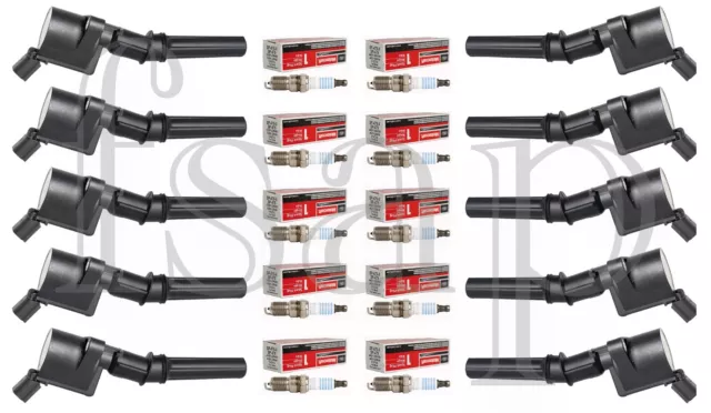 Ford 6.8L V10 Set of 10 Heavy Duty Ignition Coil DG508 + 10 Spark Plug SP479