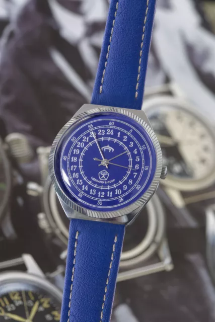 Raketa 24 Horas Reloj Azul Cuerda Manual Pieza Única NOS Unión Soviética Cccp 3