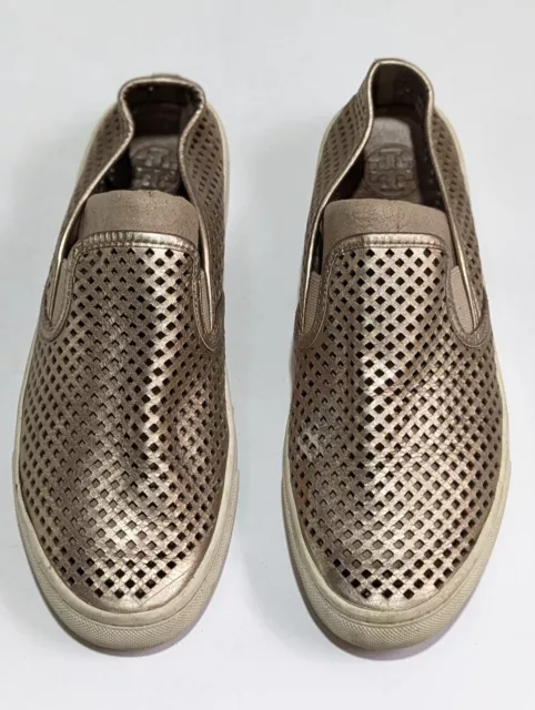 Tory Burch Unisex Perforated Soft Leather Slip On Loafer Shoes Size 8-9.5 Jesse