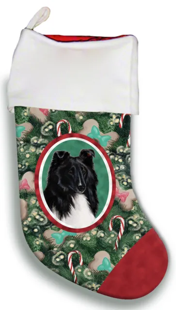 Christmas Stocking - Black and White Shetland Sheepdog Sheltie 11228