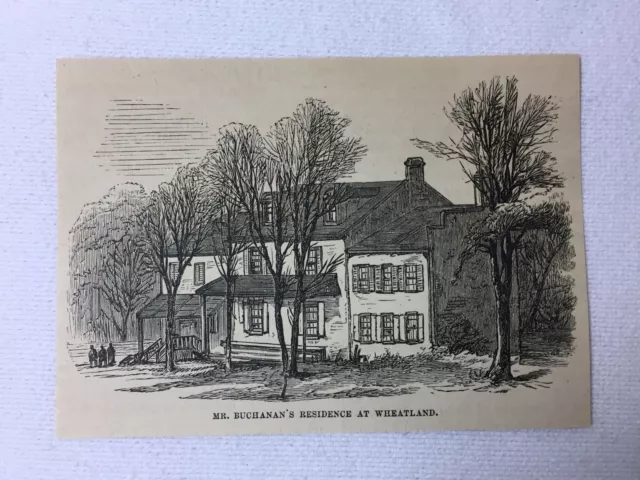 1877 Rivista Incisione ~ James BUCHANAN'S Residenza Presso Wheatland