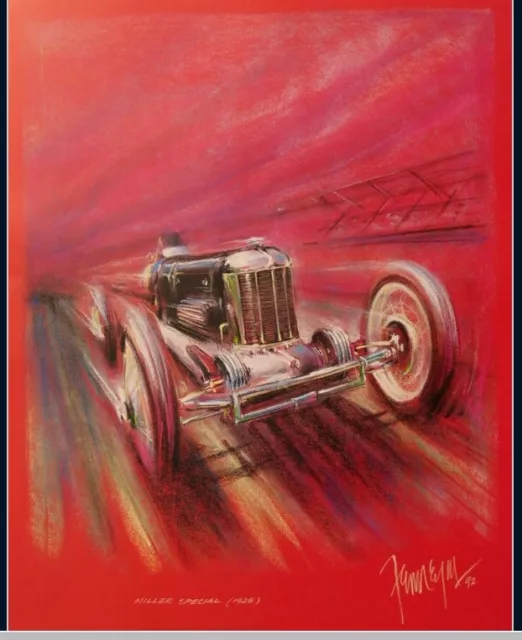 MILLER SPECIAL 1928 Kunstdruck Original Ferreyra-Basso Mille Miglia Indianapolis