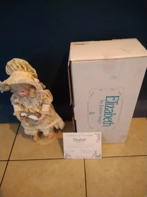 Porcelain Doll By Jeanne Singer 'Elizabeth' By Danbury Mint  Boxed C/W Kitten.