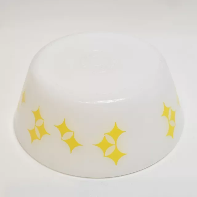 Vintage Federal Milk Glass Yellow Rare Atomic Stars Twinkle Diamonds 5" Bowl