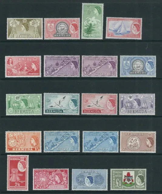 BERMUDA 1953-58 QEII long set complete (Scott 143-162) VF MLH