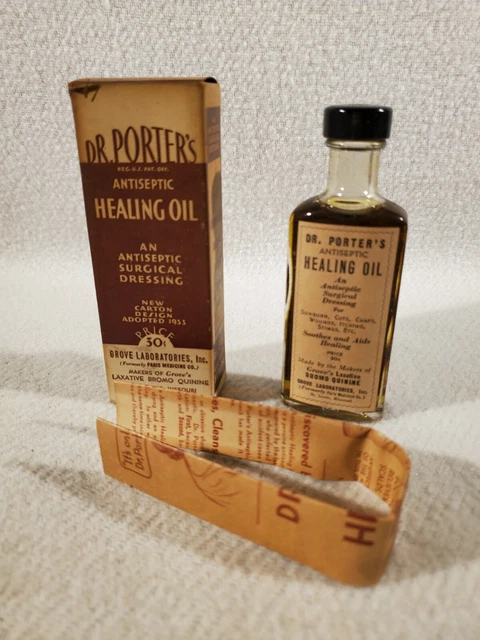 Aceite curativo de colección Dr. Porter ~ Grove Laboratories ~ 30c ~ caja de botellas y documento