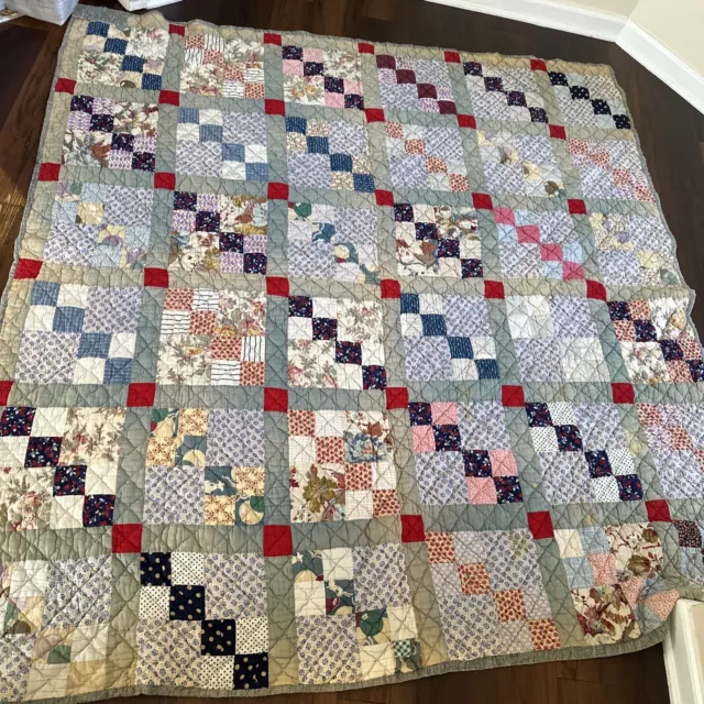Custom Handmade Plaid Quilt  Hand Quilted Vintage Retro MCM Southern