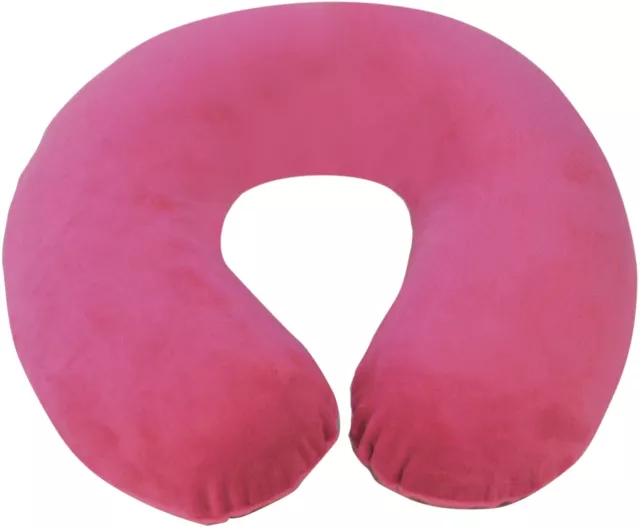 New Baby Pink Soft Velour Memory Foam Comfort Neck Support Travel Cushion Pillow