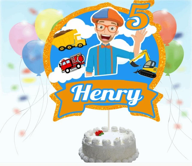 PERSONALISED BLIPPI TRACTOR kids cake topper happy birthday party