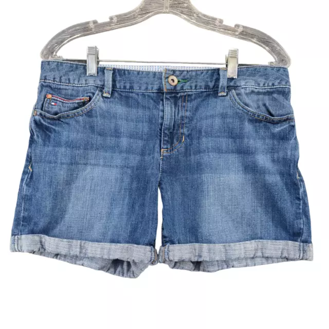 Tommy Hilfiger Womens Jean Shorts Blue Size 8 Denim Cuffed Pockets
