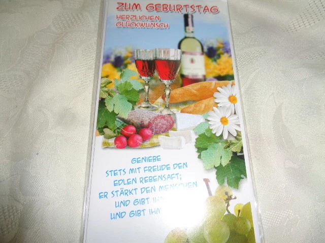 GEBURTSTAGS KARTE ZUM Geburtstag Herzlichen Glückwunsch Wein mit TEXT