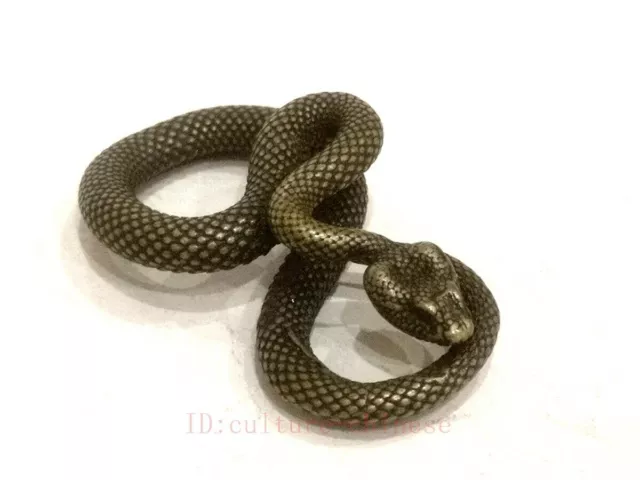 Chinese Bronze Carving Chinese zodiac Snake Serpent Statue Pendant Old Collected