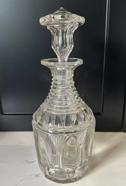 Georgian Anglo-Irish Cut Sheaf Of Wheat Lead Crystal Decanter