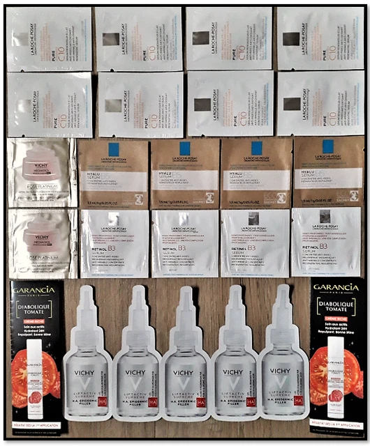 Promo Lot 20 + 5 Echantillons  Anti Rides Garancia,Vichy,La Roche Posay