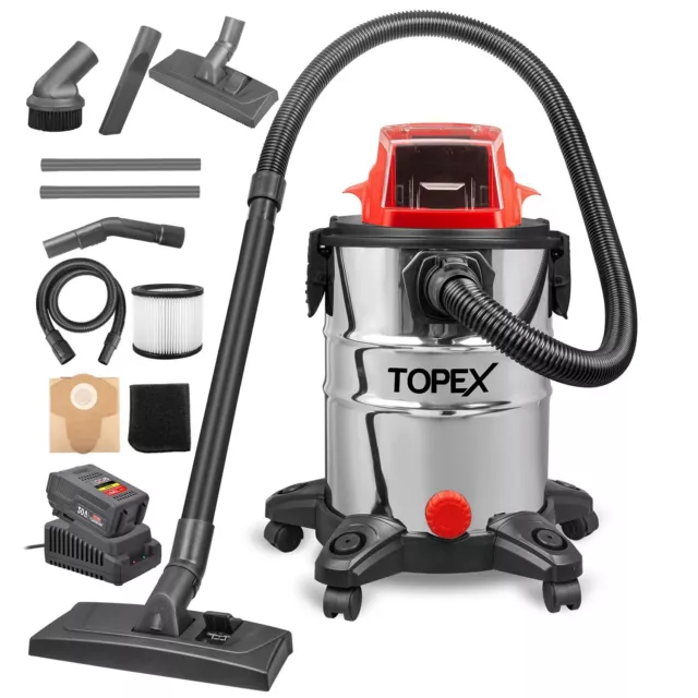 TOPEX 20V 25L Cordless Wet Dry Vacuum Cleaner & Blower Industrial Work Shop