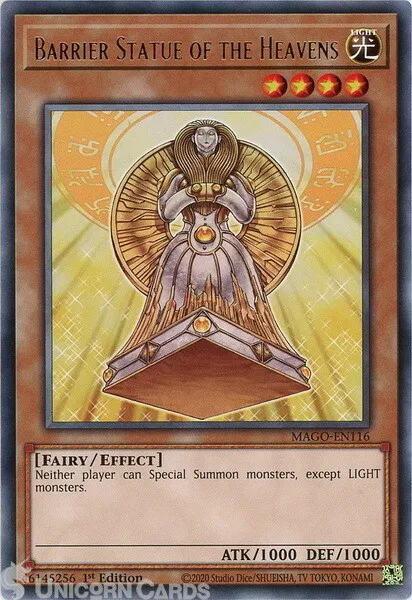 MAGO-EN116 Barrier Statue of the Heavens Rare 1st Edition Mint YuGiOh Card