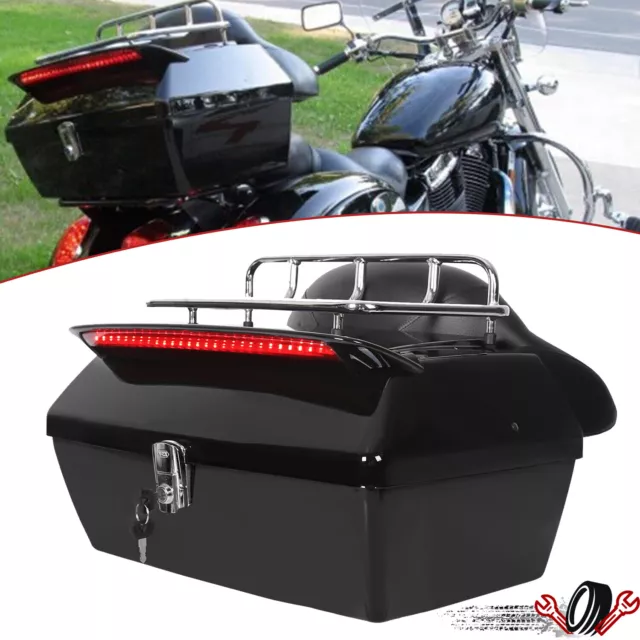 Black Motorcycle Trunk Tail Box Luggage Case top rack For Honda Harley Kawasaki