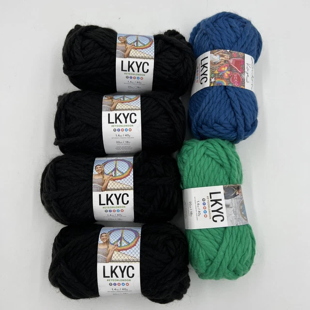 Hilo LKYC Lion Brand London Kaye 6 madejas 4 asfalto 1 azul malhumorado 1 trébol NUEVO