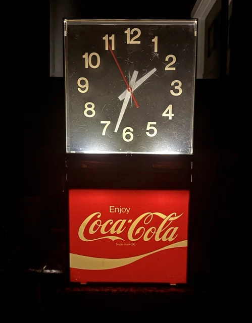 VINTAGE 1960S70S COKE Coca-Cola Lighted Clock Works Light Sign Soda Pop ...