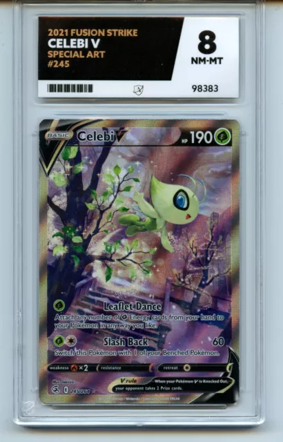 Celebi v Alt Art Graded Pokemon Card Fusion Strike 245/264 Full Art  Ace 8 156