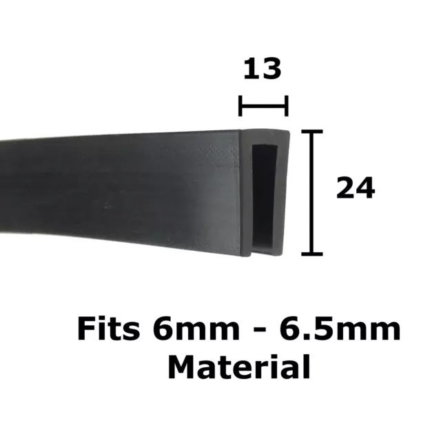 6mm Square Edge Rubber U Channel Trim Seal by THE METAL HOUSE - Per Metre