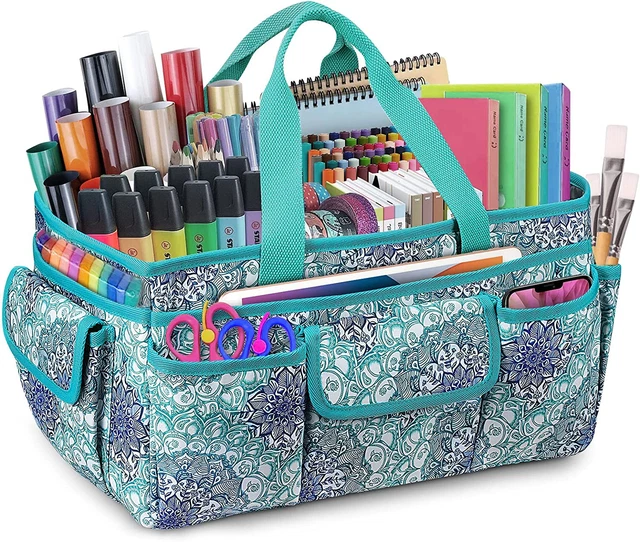 Bolso de Mano Grande de Almacenamiento Artesanal con Múltiples Bolsillos, Estuche de Transporte para Libro de Recortes S