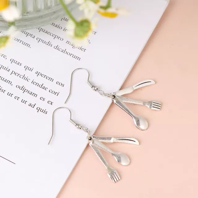 Retro Simple Trendy Fork Spoon Table Knife Dangle Earrings Novelty Earrings