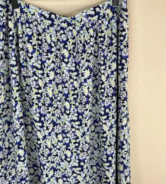 J Jason Wu A Line Skirt Size Medium Blue White Floral Midi Elastic Waist Pull On 3