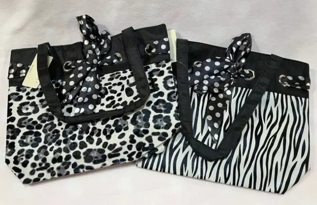 Zebra Animal Print Dot Bow Tote/Hobo Purse/Handbag NWT Black White