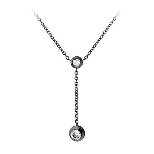 555Jewelry Womens Stainless Steel Lariat Y Drop Layer Round CZ Pendant Necklace