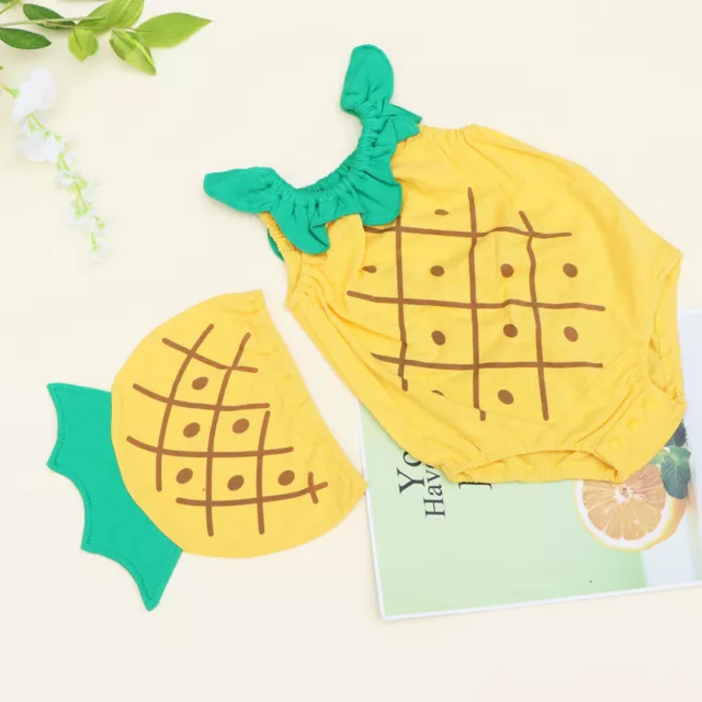 Cotton Sleeveless Fruit Pineapple Jumpsuits with Hat for Infant Baby