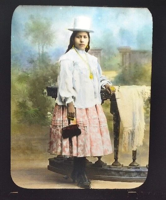 Indian Woman     Bolivia        MAGIC LANTERN GLASS SLIDE