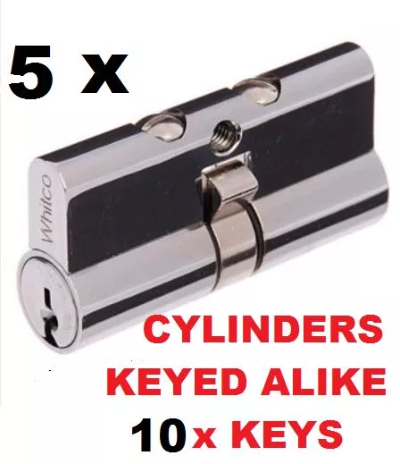 5 x Security Screen door cylinder Whitco 5 Pin lock barrel10 Keys key alike