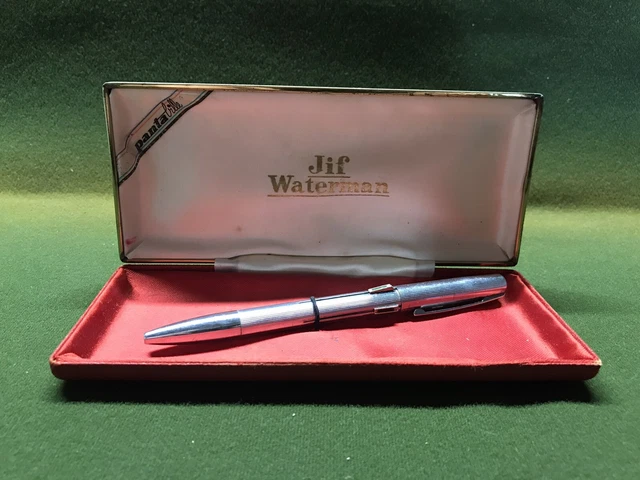 Lot De Stylos 4 Couleurs Waterman/Jif + Plumier En Bois - Occasion - Écriture Vintage
