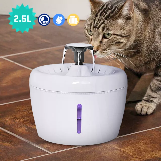 Fontaine à Eau pour Chat Chien Fontaine à Distributeur Eau Électrique + Filtres