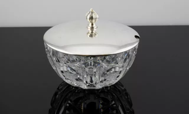 Italian  .800 Silver Lid Brescia w/ Cut Glass Sugar Condiment Bowl