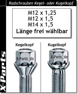 X-Parts Lochkreisänderung Versatzschraube M14x1,5 48mm Kegelkopf 