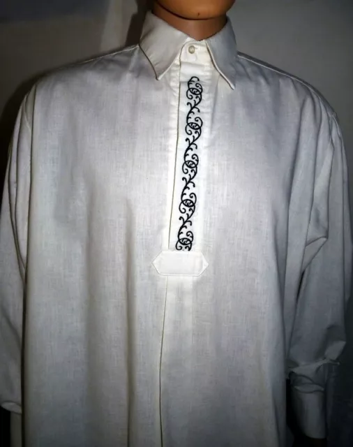 Vintage Mens Shirt Embroidered Long Sleeve Cotton Blend MEDIUM *Movie Wardrobe*