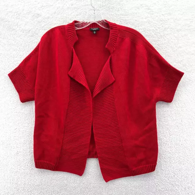 Talbots Cardigan Sweater Womens XS Red Open Front Top Short Sleeve Knit Cotton
